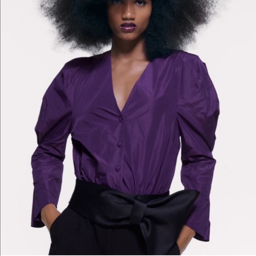 Zara purple taffeta bodysuit. Size S